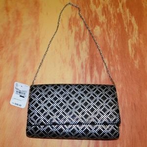Jessica McClintock metal mesh black/silver purse